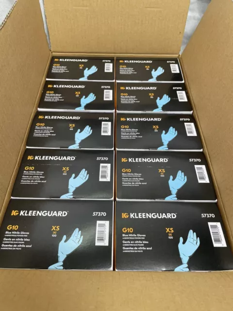 Qty 1000 Gloves KLEENGUARD G10 size 6 XS 57370 Powder Free Nitrile Gloves