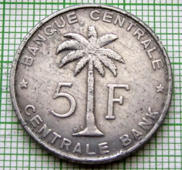 Ruanda-Urundi Belgian Congo Province 1958 5 Francs Oil Palm, Aluminium