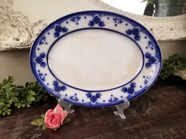 Antique F & Sons {Ford} Flow Blue Medium Oval 15" Serving Platter Belmont Pat