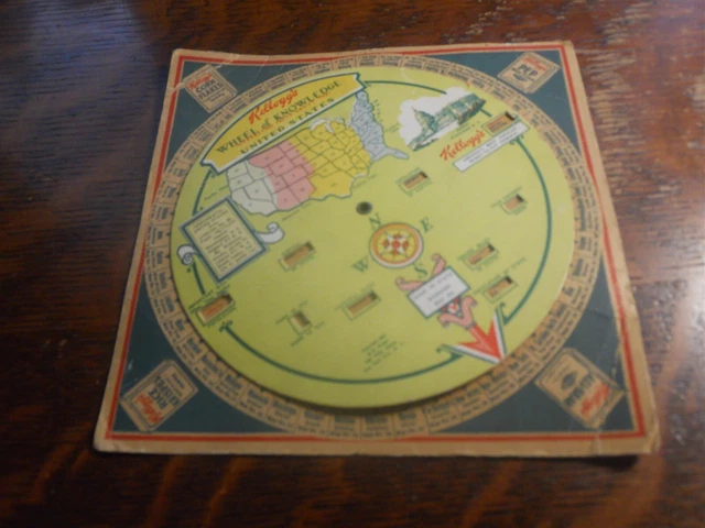 Kellogg's Corn Flakes Wheel Of Knowledge Circa 1940's