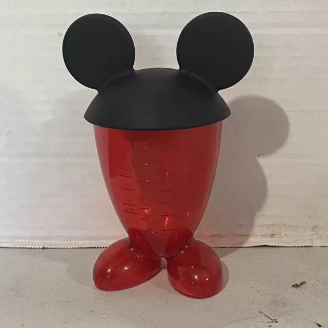 DISNEY PARKS Mickey Mouse Red Plastic Measuring Cup 16 oz  with Mickey Ears Lid