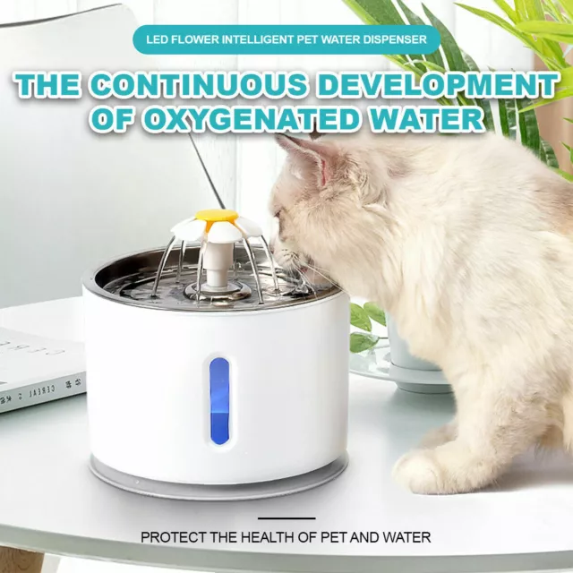 2.4L LED Automatic Electric Pet Water Fountain Dog Cat Drinking Dispenser Filter