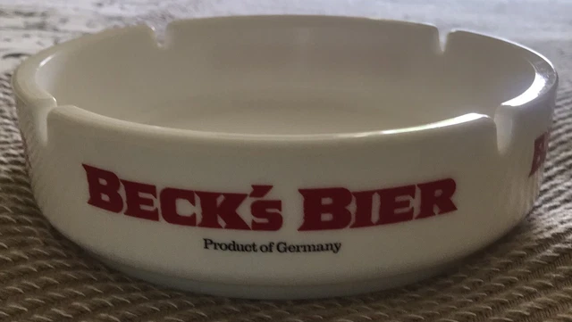 VTG Becks Bier Large Ashtray Advertising Made in France Milk Glass