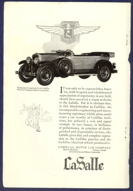 1927 CADILLAC advertisement, Cadillac LaSalle, top folded down