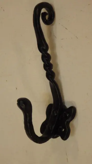 Black  iron "old English" double coat hook 145 mm high Superior brass 2018