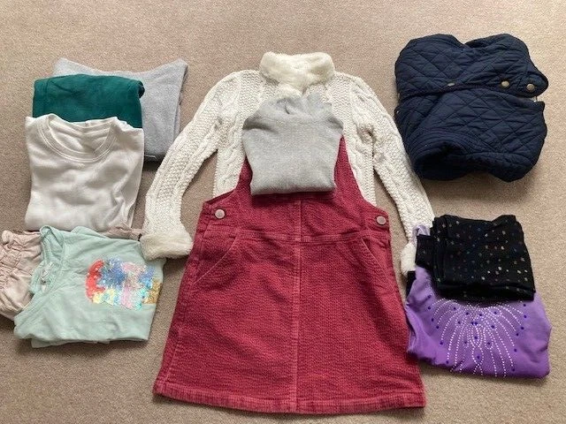 girls clothes age 9-10 years bundle pinafore tops leotard coat hoodie