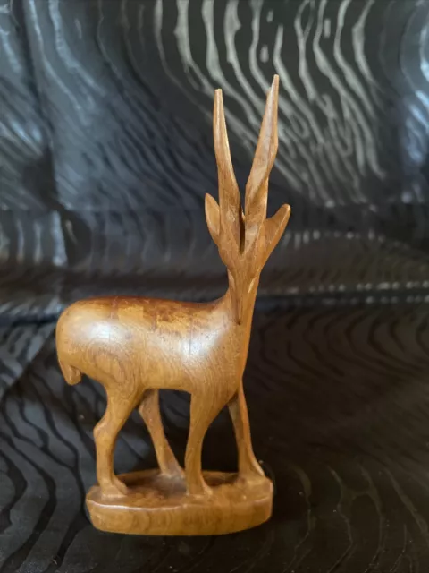 Hand Carved Wooden Antelope Figure