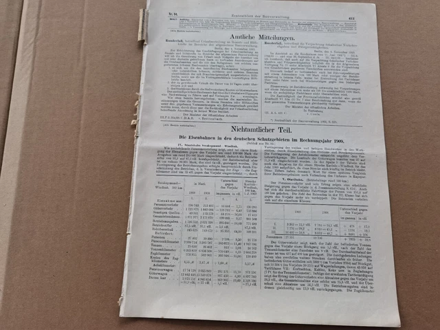 1910 Zentralblatt 94 Kolonien Schutzgebiete Eisenbahn Otavibahn Deutsch-Südwest