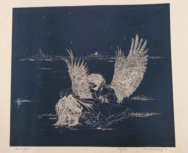 Lithographie Ode ROYALE couleur bleu nuit numéroté et signature à identifier