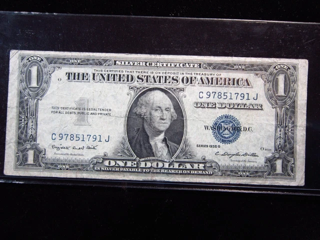 USA $1 1935-G C97851791J # SILVER CERTIFICATE Blue Seal Washington Dollar Money