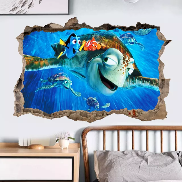 Pegatina artística de vinilo Finding Nemo agujero roto en pared Dory chorro calcomanía aplastante mural