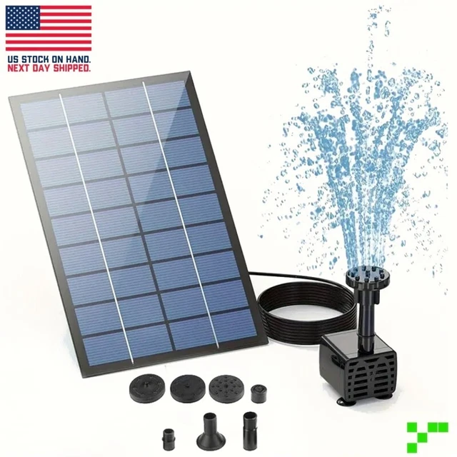 SOLAR POWERED WATER Fountain Pump DIY Water Feature Outdoor Fountain ...
