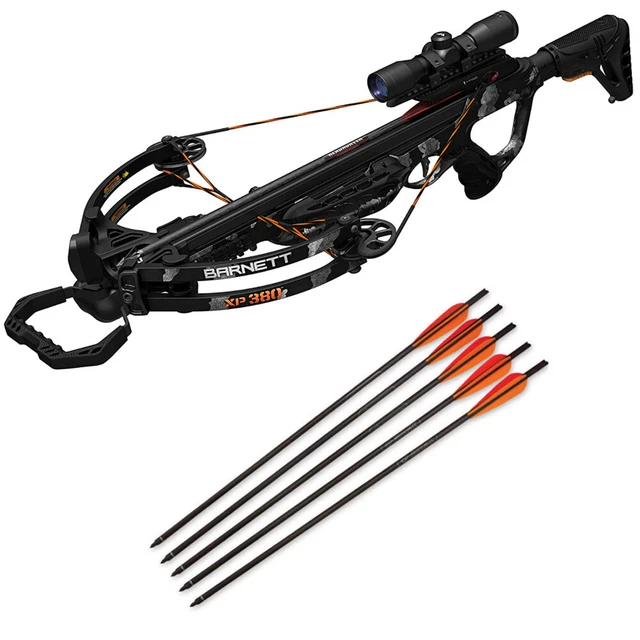 BARNETT CROSSBOWS Explorer XP380 Crossbow Package, Headhunter 20in 5pk Arrows