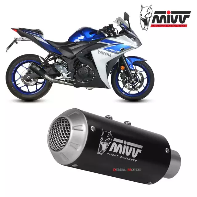 Pot D'Echappament Complet MIVV Full Inox Noir pour YAMAHA YZF R25 2015 > 2023