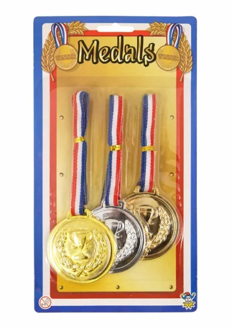 3 Winners Medals - Sports Day School Toy Loot/Party Bag Fillers Childrens/Kids