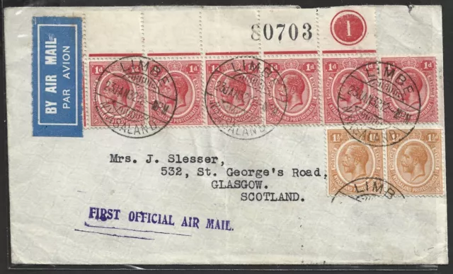 Nyasaland To Uk First Airmail Stamp Missing 1932