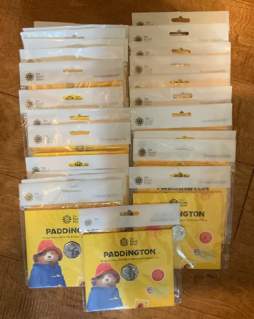 Lot of 25 2018 GB Paddington Bear at Palace 50P Unc in Original Packaging