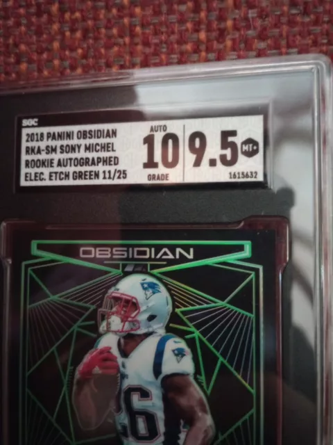 Sony Michel 2018 Panini Obsidian RC Autograph Elec. Etch Green SGC 10 AUTO... 3