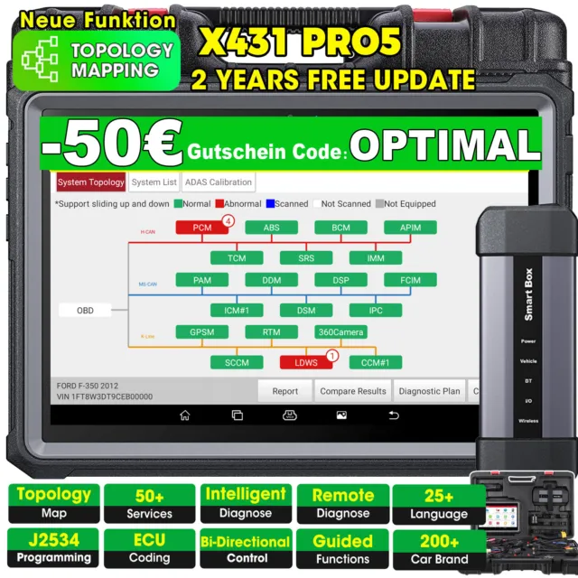 LAUNCH X431 PRO 5 Profi OBD2 Diagnosegerät ALLE SYSTEM ECU Key Programmier TPMS