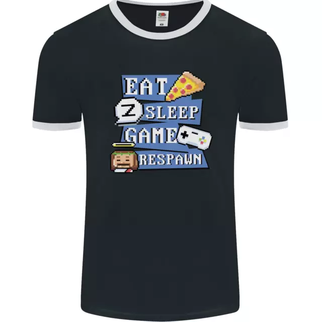 Gaming Eat Sleep Game Respawn Gamer Arcade Mens Ringer T-Shirt FotL