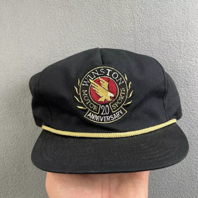 Vintage Winston Hat Adult Black Trucker Rope SnapBack Cap 90s Racing Logo NWOT