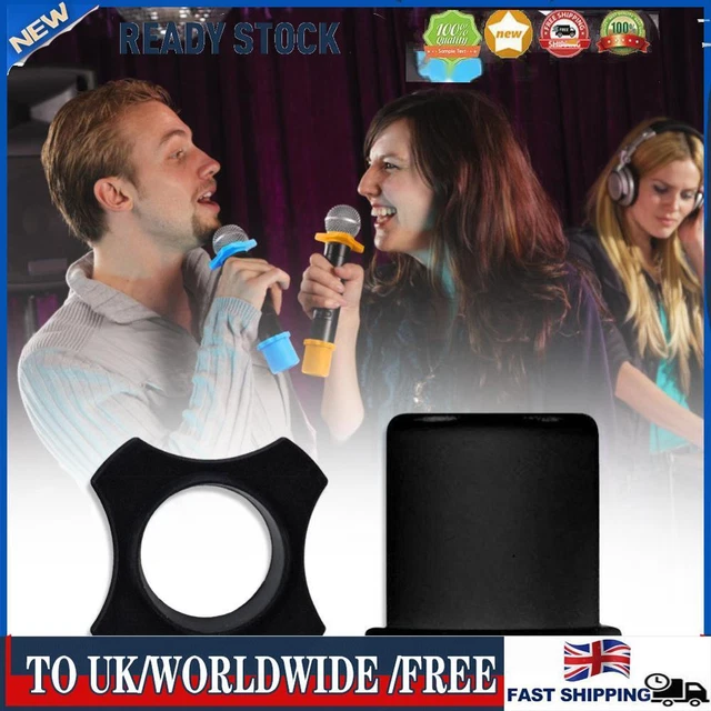 2pcs Wireless Microphone Anti-Rolling Ring Mic Bottom Sleeve Set (Black)