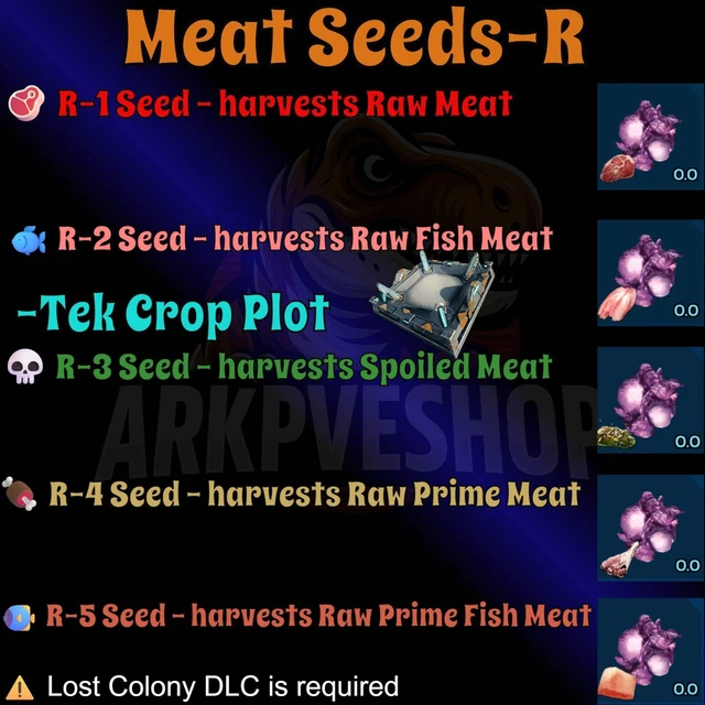 SEED PLANT PROTO Species Meat R1 R2 R3 R4 R5 ASA PVE 🦖ARK Survival ...