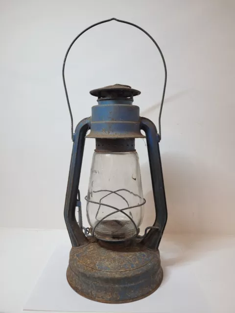 Genuine Vintage Chalwyn Tornado Storm Lantern Hurricane Oil Lamp In Blue