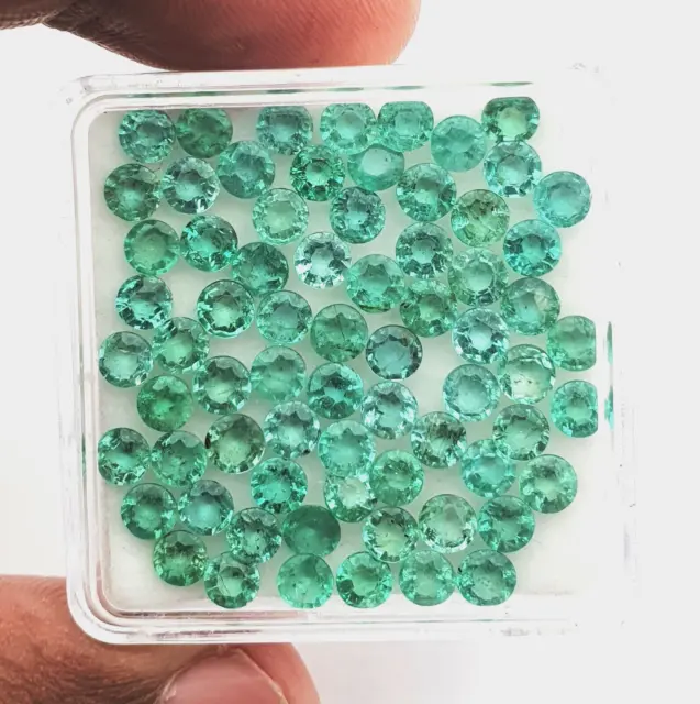 Smeraldo Naturale Taglio Rotondo Sfuso Gemma Lotto 10 Pezzi 3.75 MM
