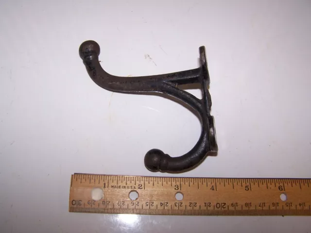 Vintage Antique Heavy Duty CAST IRON Double Coat / Hat HOOK