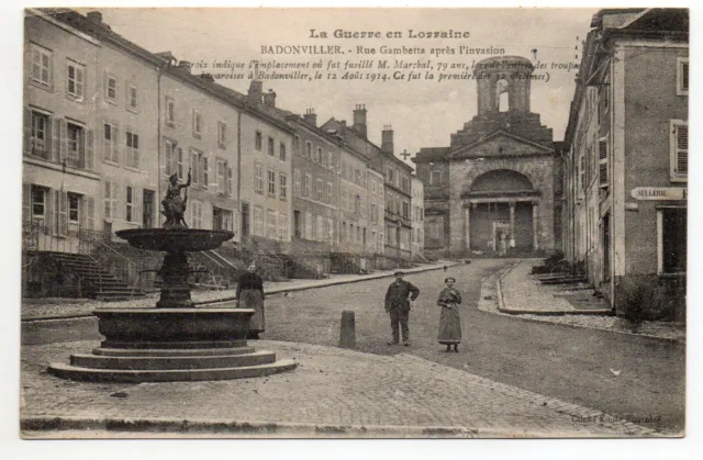 BADONVILLER - Meurthe & Moselle - CPA 54 - rue Gambetta et fontaine