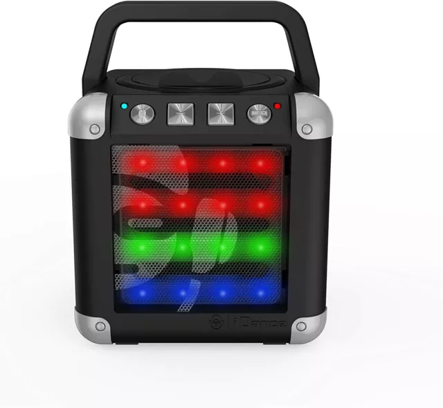 iDance CM-2 Cube Mini schwarz Bluetooth-Lautsprecher mit Discolicht Li-Ion Akku