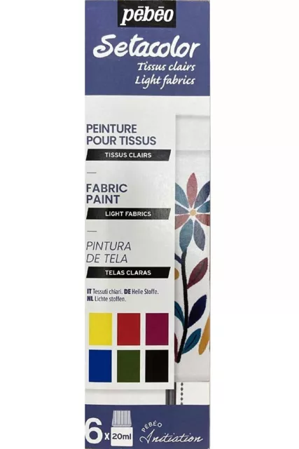 Pebeo Setacolor Fabric Paint 6 x 20ml Inititation Set Light Material Textiles