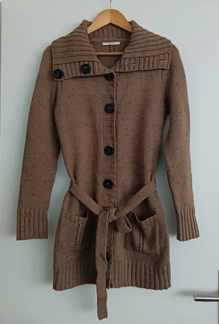 Gilet Long CAMAÏEU - Taille 34/36 - Couleur Prune/Gris - Coton/Laine - Occasion Très Bon État