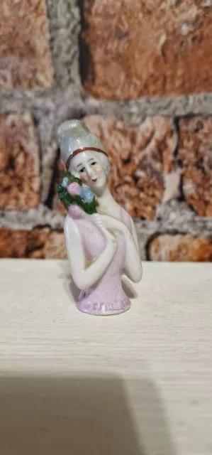 Vintage Porcelain Pin Cushion Lady Half Doll Pin Doll