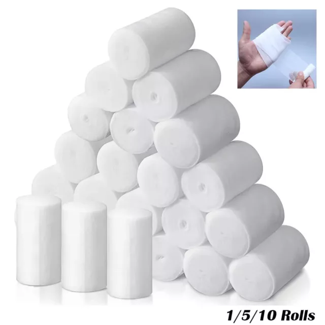 10Rolls Disposable Gauze Bandage Roll First Aid Medical Bandages Wrap Wound Care