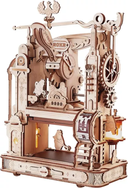 ROKR Printing Press 3D Wooden Puzzle Mechanical Kit DIY Building Kit Adult Gift 3