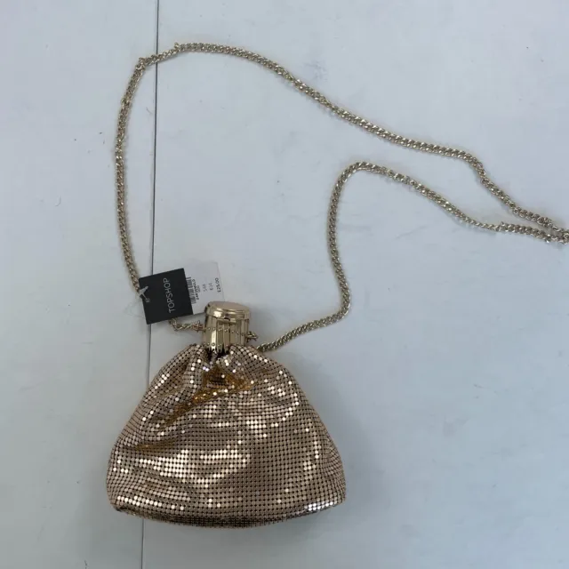 Topshop Bag Gold Metalic Shoulder Strap Small