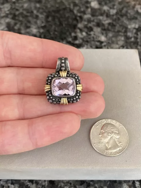 Samuel B Behnam BJC Sterling Silver & 18K Gold Amethyst Enhancer Pendant