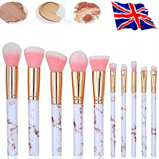 10 Pcs Kabuki Make up Brushes Eye shadow Blusher Face Powder Makeup Brush UK