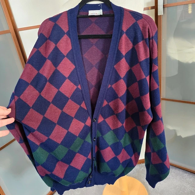 CARDIGAN VINTAGE HAUT et puissant golf diamant style grand pere unisexe grand 48 EUR 27 76 PicClick FR
