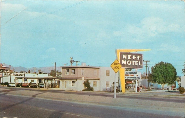 Las Cruces New Mexico~Neff Motel~Restaurant~West Picacho~1965 Postcard