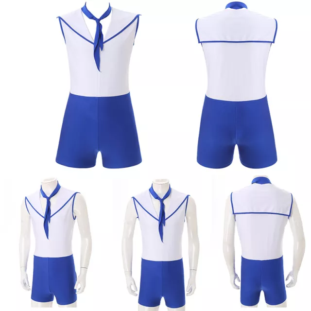 Mens Sailor Cosplay Costumes Sleeveless Sailor Romper Nightclub Jumpsuit Sexy