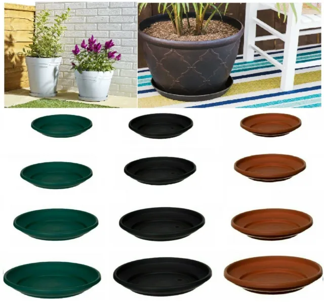 Garden Plastic Round Plant Flower Pot Saucer Base Plate Drip Water Tray Planter