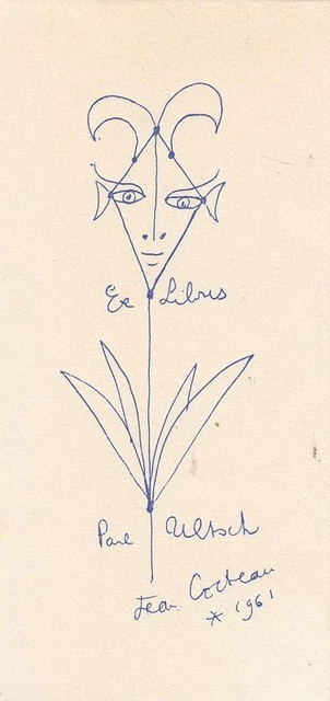 Exlibris Bookplate Klischee Jean Cocteau (1889-1963) Stilleben