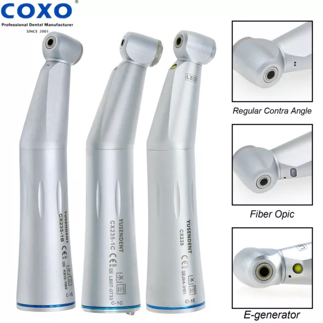 COXO Dental Low Speed Handpiece Contra Angle LED Self Power Fiber Optic fit NSK