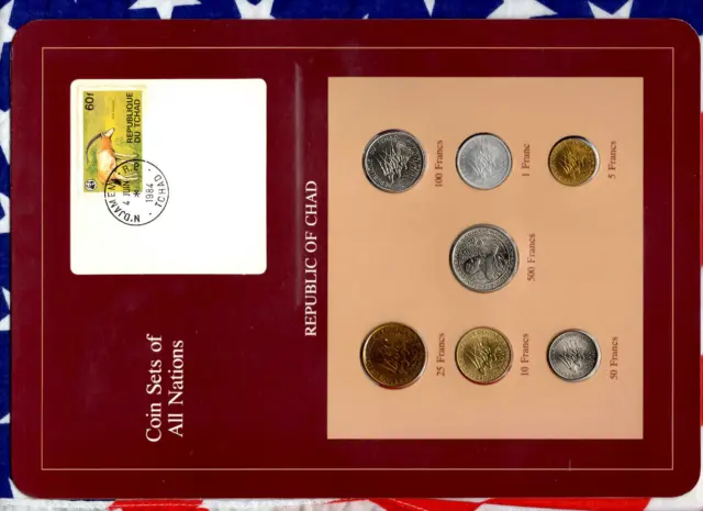 Coin sets of all Nations Chad 1976-1983 UNC 100 Francs 1982 500 Francs CAS 1976A