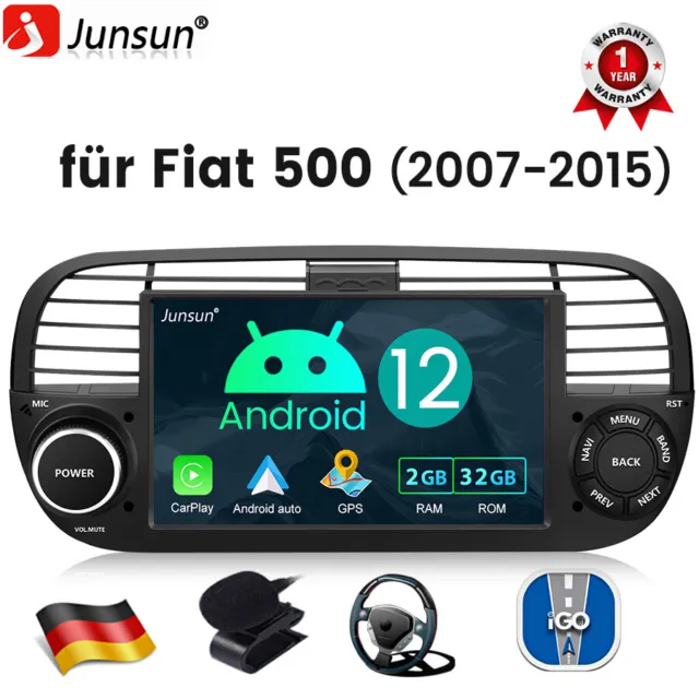 9" Android 12 Autoradio Stereo GPS Navi Wifi carplay Für Fiat 500 2007-2015 SWC