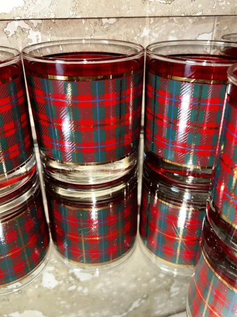 6 Special Gifts Crowning Touch Set Scottish plaid whiskey glasses Excellent MCM 3