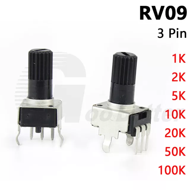 RV09 Trimming Potentiometer 0932 Adjustable 1K - 100K Ohm 12.5mm Vertical Shaft